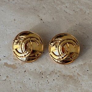 Vintage CHANEL Clip-On Earrings — Gold Tone, Early–Mid 1990s
